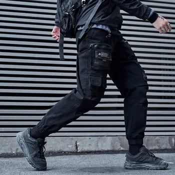 CHAIFENKO Negro Pantalones de los Hombres de Hip Hop de la Calle de Corredores de Sweatpant de la Moda de Harajuku Harén Pantalones Multi-Bolsillo de Pantalones Casual para Hombre