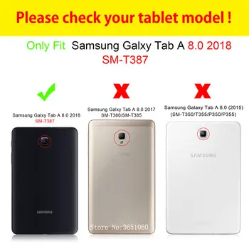 Caso Para Samsung Galaxy Tab Un 8.0 2018 T387 SM-T387V SM-T387W Cubierta de la Funda de Tablet de Moda Pintado de la PU del Soporte del Cuero de Shell Capa