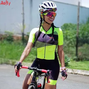 Aofly el Ciclismo femenino Traje femenino de ciclismo mono de Bicicletas skinsuit Corto Femenino superior de la ropa de montar cortos de Fitness triatlón