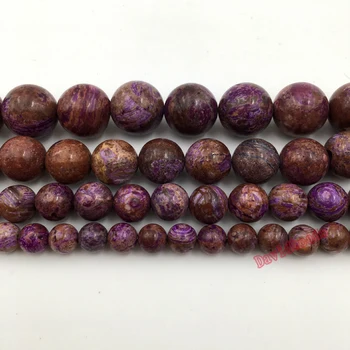 Natural Agat Piedra Púrpura patrón decorativo agat perlas Ronda Suelta perlas de la bola 4 6 8 10 12 mm de Joyería de pulseras Diy