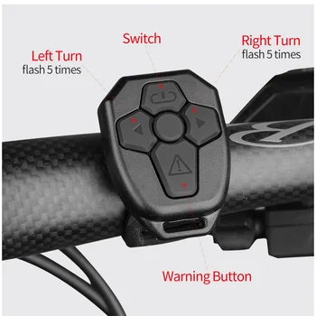 Luz de la bici de activación a distancia de la Señal de la Bicicleta Luz trasera para Bicicleta USB Recargable de la Luz Trasera de Bicicleta LED de Advertencia de Seguridad de la Linterna de la Bicicleta