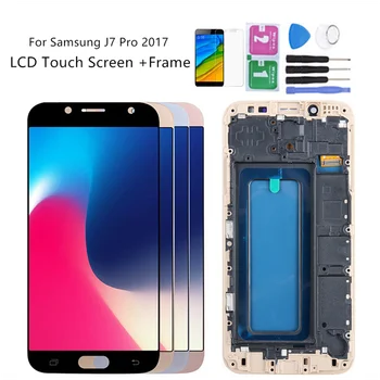 Pantalla LCD Para Samsung Galaxy J7 Pro 2017 J730 J730F de Pantalla Táctil Digitalizador Asamblea Con Herramientas de Vidrio Templado de Cine