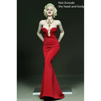 1:6 en Escala de Mujer Soldado de la Figura de Marilyn Monroe Vestido Rojo Ropa de Traje Conjunto de Accesorios f 12