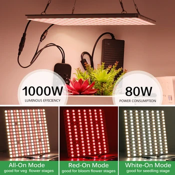 600W 1000W LED Crecen la Luz del Panel de Espectro Completo de Crecimiento de la Lámpara DC12V/24V de Alta Potencia Regulable Fito Lámpara para Plantas de Flores Crecer Tienda