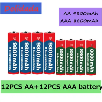 2020 Nuevas de 1,5 V AA 9800 mAh+1.5 V AAA 8800 mAh Alkaline1.5V Recargable de la Batería Para el Reloj Juguetes de batería de la Cámara