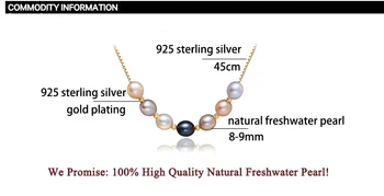 ZHBORUINI 2019 Joyería de la Perla Natural de agua Dulce de la Perla Multicolor Collar de Perlas Colgante de la Plata Esterlina 925 de la Joyería Para las Mujeres