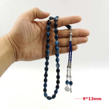 Nuevo Azul Tasbih hombre Musulmán pulsera 33 prayerbeads de cuero de la borla islámica árabe de la moda de rosario Kuwait 99 Misbaha Rosario