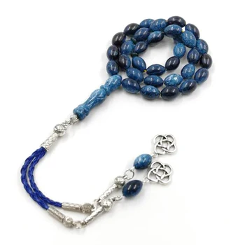Nuevo Azul Tasbih hombre Musulmán pulsera 33 prayerbeads de cuero de la borla islámica árabe de la moda de rosario Kuwait 99 Misbaha Rosario