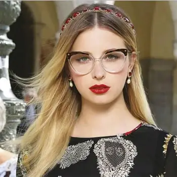 Gafas transparentes de las mujeres del marco de los anteojos Vintage ojo de Gato claro falso gafas de marco mujeres Retro Flor Gafas de Marco Hembra