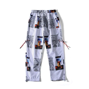 2019 Nueva Alta de la Calle de Moda Impresa de los Hombres de Carrito de los Pantalones de Hip Hop Homens Casual, Bermudas, Pantalones Harén pantalones de Chándal de Streetwear