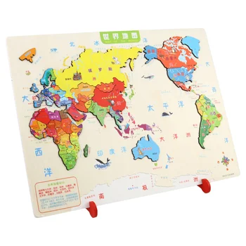 1 juego de Madera Espesar Niños Rompecabezas Principios Educativos de Rompecabezas de la Junta 3D Rompecabezas de la Junta de Juguete para los Niños los Niños (No Magnético Mapa del Mundo Orzuelo