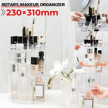 23x23x31cm 360° de Rotación Ajustable de Cosméticos de Almacenamiento Mostrar Titular Organizador de Maquillaje en Rack para Cremas Pinceles, lápices de Labios