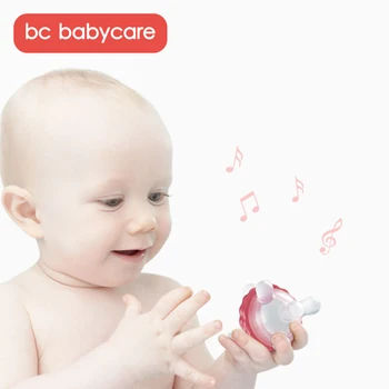 BC Babycare Bebé Niños pequeños Dientes Calmante Rotación Aprobado por la FDA de Silicona Chupadero Construido-en-1 Sonajero de Múltiples Puntos de Juguetes Mordedores