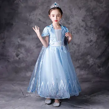 Disney Princesa Vestido de las Niñas de los Niños Vestidos para Niñas Vestido de Navidad Hasta la Fiesta de Disfraces de Frozen 2 Elsa Primavera Ropa Hairball Tela