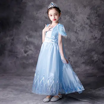 Disney Princesa Vestido de las Niñas de los Niños Vestidos para Niñas Vestido de Navidad Hasta la Fiesta de Disfraces de Frozen 2 Elsa Primavera Ropa Hairball Tela