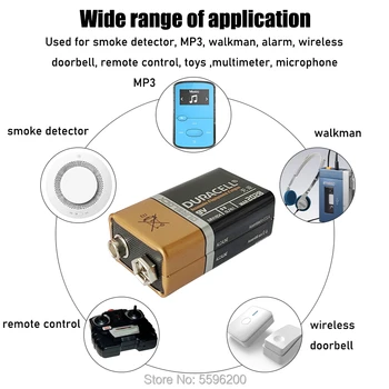 5PCS DURACELL Batería Alcalina de 9V 6F22 PPP3 6LR61 MN1604 Utilizado para multímetro, timbre electrónico, instrumento electrónico de la Batería