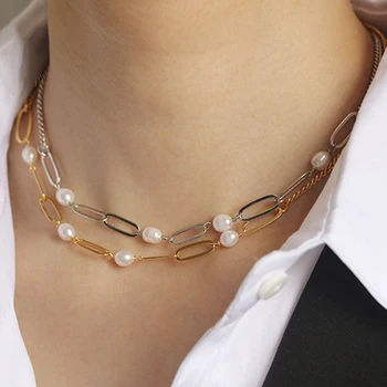 14KGF Enlace Gargantilla con Diseño Original de la Perla Natural de Lujo del Collar para las Mujeres Festival de la Joyería de Regalo