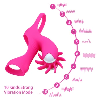 IKOKY Pene Anillo Vibrador Juguetes Sexuales para Parejas del Sexo Oral Lamiendo Vibrador de Rotación de la Lengua de Silicona Estimulador de Clítoris