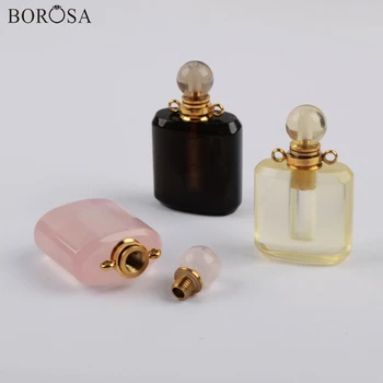 BOROSA de la Nueva Llegada de Oro Multi Tipo de Piedra Natural Frasco de Perfume Conector de la Botella de aceite Esencial Colgantes Collar de WX1188