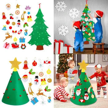 3D DIY de Fieltro el Árbol de Navidad con Adornos de Navidad para la Casa del Árbol de Navidad Decoración de Navidad Regalos de Año Nuevo 2020 Navidad Noel