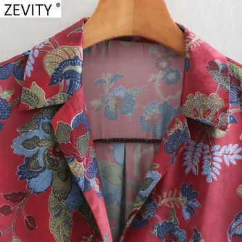 Zevity 2021 Mujeres de la Vendimia del Tótem de Flor de Impresión Casual Suave Bata Blusa de Señora de la Oficina Retro Kimono Camisetas Chic Blusas Tops LS7525