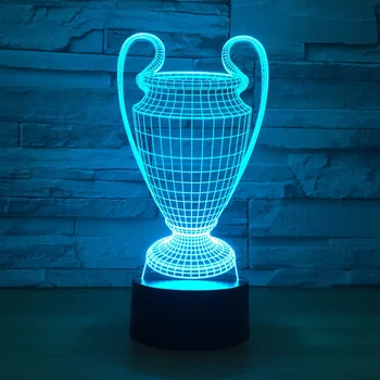 3D de Fútbol Trofeo de la Copa de la Lámpara de 7 Colores que cambian 3D LED Luz de la Noche el Botón Táctil USB Bebé Dormitorio para Dormir Luminaria de Luz