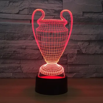 3D de Fútbol Trofeo de la Copa de la Lámpara de 7 Colores que cambian 3D LED Luz de la Noche el Botón Táctil USB Bebé Dormitorio para Dormir Luminaria de Luz