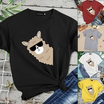 Use Gafas De Sol Alpaca Imprimir Camiseta De Mujer De Manga Corta O De Cuello Suelto Camiseta De Verano De Las Mujeres De La Camiseta Tops Camisetas Mujer