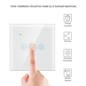 Tuya Wifi Smart Touch Interruptor de Control Remoto 1/2/3/4 Pandilla 170V-240V Inalámbrico de la Pared el Interruptor de la Luz de la UE/reino unido Estándar de Casa Inteligente