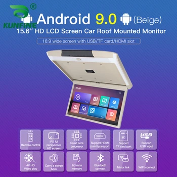 15.6 pulgadas de Pantalla digital de pantalla Android 9.0 en el Techo del Coche Monitor LCD abatible de Pantalla Sobrecarga de Vídeo Multimedia de Techo de montaje en Techo