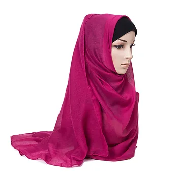 Musulmana con Hiyab Bufanda Chales y Abrigos Pañuelo Islámico Sólidos Blandos de Algodón de las Mujeres Bufandas de la mujer Robó foulard