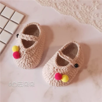 Crochet Zapatos de Bebé,Bebé, blanco, Chanclas,Zapatos de Bebé de Ganchillo,Tallas de 0 a 12 Meses tejida a mano de Bebé Niño Zapatos
