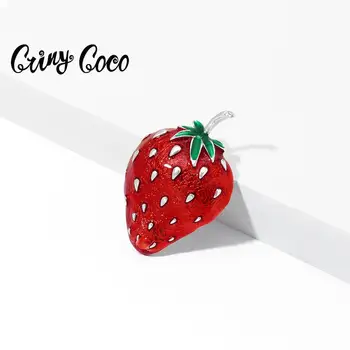 Cring Coco de un intenso color Rojo de la Fresa Broche Pin de Moda Esmalte de Frutas Colecciones de Joyas de la Marca Superior de aleación de Broches de Pines para las Mujeres Niñas
