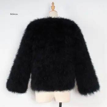 Rebicoo casual abrigos de piel de mujer 2020 otoño invierno nuevo de manga larga, de Más el tamaño de imitación de piel de avestruz de pelo corto chaqueta de las mujeres