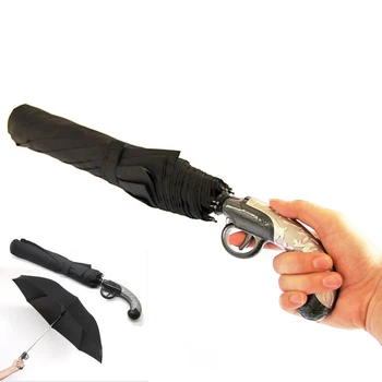 SAFEBET Clásica Pistola Paraguas Creativo Plegable Hombres Semi-automático UV Paraguas de la Lluvia de Revestimiento Negro Parasol Envío de la Gota