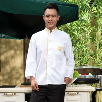 Chef del Hotel Uniforme de manga Larga Traje de Cocina Ropa de la Comida del Restaurante Servicio de Chef Chaqueta de Chef Uniforme B-5567