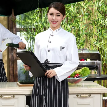 Chef del Hotel Uniforme de manga Larga Traje de Cocina Ropa de la Comida del Restaurante Servicio de Chef Chaqueta de Chef Uniforme B-5567