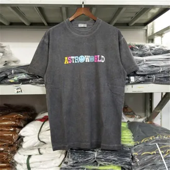 Travis Scott Astroworld camisetas de los Hombres de las Mujeres Lavan Hacer Viejo WISH you were HERE camisetas Camisetas