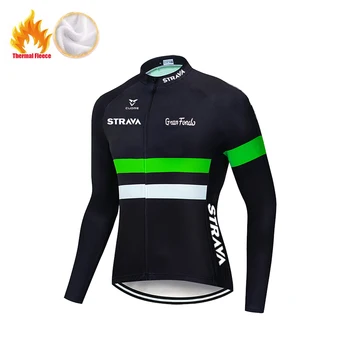 STRAVA 2020 Nuevo Invierno térmico de lana Jersey de Ciclismo el Ciclismo al aire libre Ropa de Hombres /Mujeres en el Deporte Maillot de MTB de la bicicleta ropa de abrigo