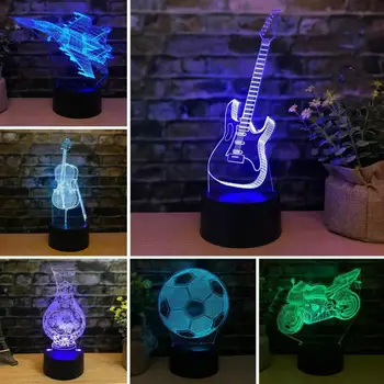 Violonchelo Guitarra de Fútbol Verde 3d luz de la Noche Creativo Regalo Para la Novia de Cumpleaños de Luz de Noche Led de la Novedad Usb Led 3d de la Lámpara