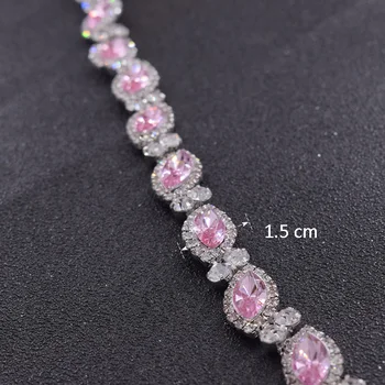 5yards de color rosa de cristal de strass apliques de cristal de diamante de imitación de trim de las mujeres vestido de la correa de parche para la ropa de coser accesorios