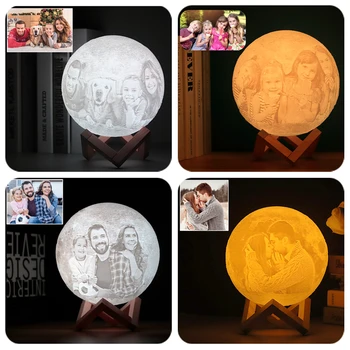 Festival de Don Foto/Texto Personalizado Luna de la Lámpara de Luz Nocturna de la Impresión 3D Recargables Personalizada Luz de la Luna de Regalo Para los Niños Novia
