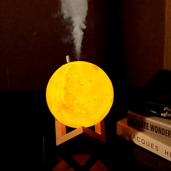 Costway Creativo humidificador de aire luz de la Luna humidificador usb hogar silencio purificador de aire, de aceite de aroma difusor de 3 de escritorio a color luz de la noche