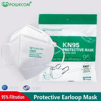 KN95 Máscaras Powecom KN95 Cara Respirador de Máscara de la Cara de la Boca de la Máscara de la Seguridad de las PM2.5 Protección Del 95% De Filtración De La Boca De Mufla Máscara De La Máscara De Polvo