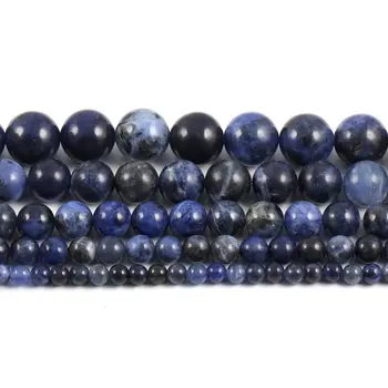 La Piedra Natural de color Azul Oscuro Sodalita Perlas Ronda Suelta Perlas Para la Joyería de BRICOLAJE Accesorios de la Hebra de 15