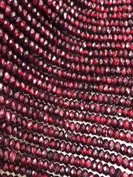 Suelta perlas granate redondel facetas 3/5mm rojo 15inch para la fabricación de la joyería del collar de la FPPJ mayorista