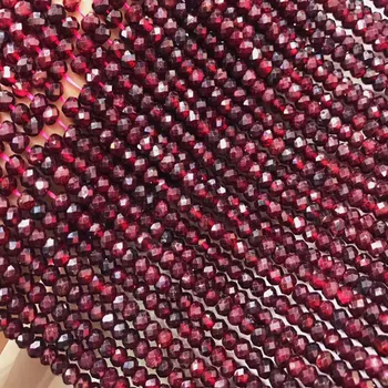 Suelta perlas granate redondel facetas 3/5mm rojo 15inch para la fabricación de la joyería del collar de la FPPJ mayorista