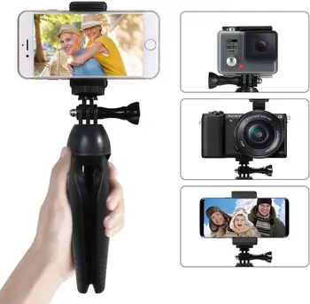 Mini Teléfono con Cámara y Trípode Selfie Stick Viajar de Pie Ajustable del tenedor del Soporte con Disparador Remoto Inalámbrico y el Clip Universal