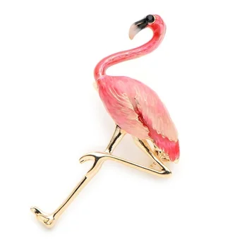 Exquisito Diseño de Aleación de Rojo Esmalte Azul Flamingo Broches las Mujeres y los Hombres de Metal Animal Broche de Alfileres de Joyería