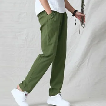 Cintura Elástica Pantalones De Ropa De Cama De Algodón Pantalones De Las Mujeres Pierden Más El Tamaño De Harén Pantalones De Otoño De Tobillo De Longitud Femenino Casual Pantalón Verde